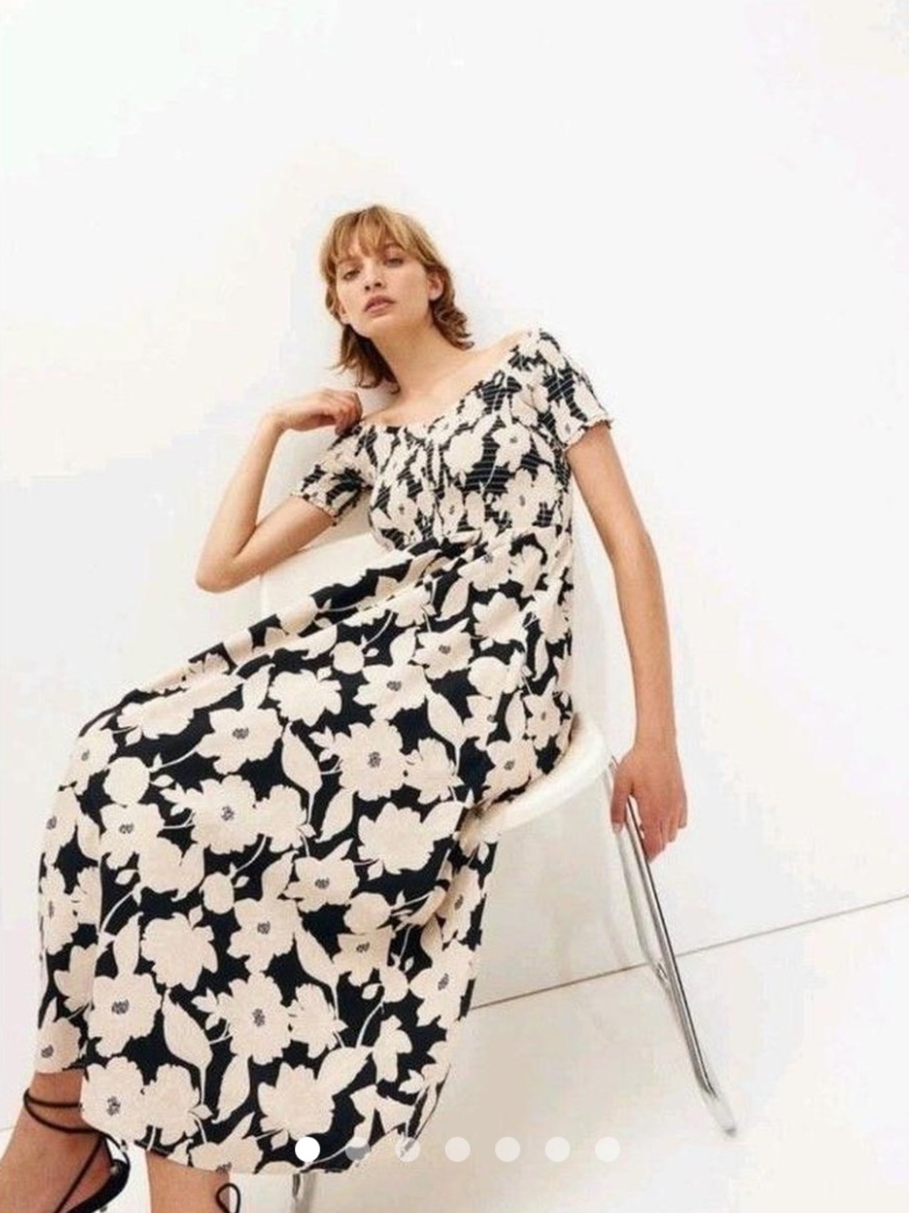 H&M Black Maxi Dress with Tan Floral Print